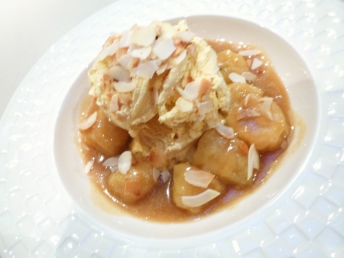 bananes,sucre de canne,rhum brun,amandes