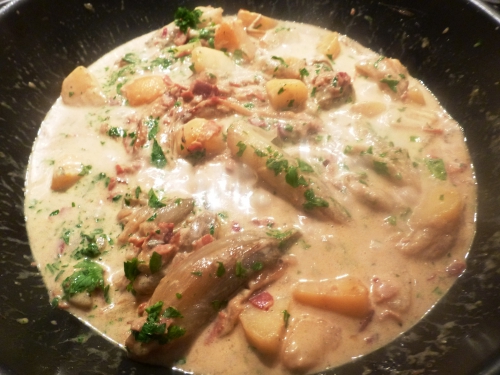 chicons,shropshire,jambon de bayonne,creme epaisse,macis