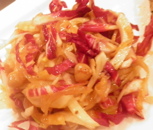 poulet,citron,poischiches,radicchio,fenouil,harissa,coriandre,safran,amandes