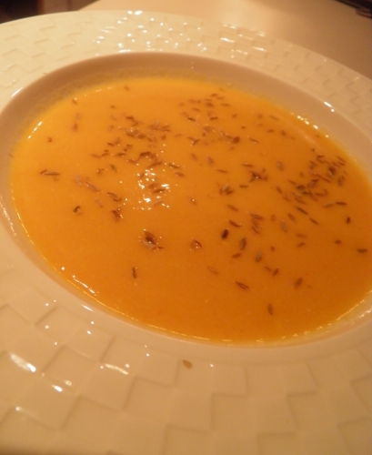 Carottes, Bouillon de Volaille, Cumin, Crème Epaisse