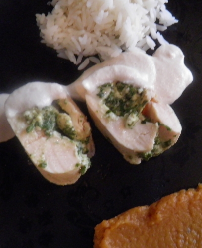 poulet,coriandre,basilic,pesto,persil plat,feta,topinambour,potiron,patate douce,pate d'amandes,sauce soja,noix de cajou