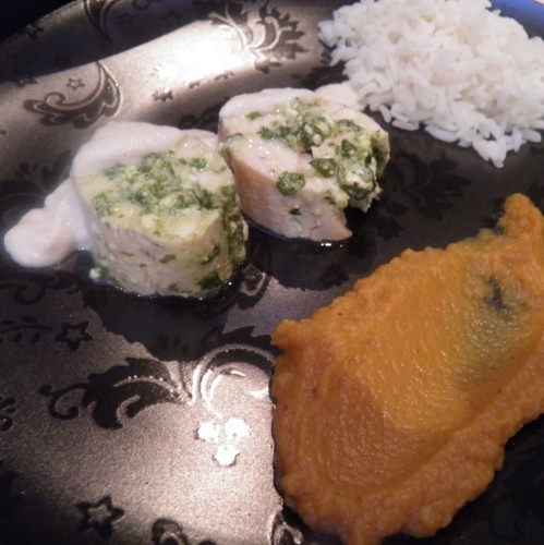 poulet,coriandre,basilic,pesto,persil plat,feta,topinambour,potiron,patate douce,pate d'amandes,sauce soja,noix de cajou