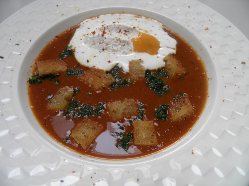 Crevettes Grises, Fumet de Poisson, Fenouil, Tomates, Poireaux, Ail, Concentré de Tomates, Oignons, Croûtons, Rouille, Poivron, Piment, Cayenne, Piment d'Espelette, Persil, Cognac, Vin Blanc, Santa Maria Seafood & Fish, Carottes, Safran