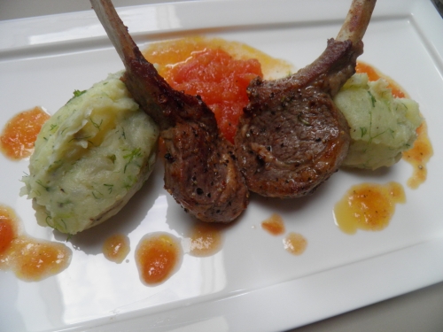 agneau,côtes d'agneau,pommes de terre,fenouils,anis etoilé,tomates,roma,vinaigre de xérès