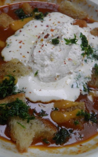 Crevettes Grises, Fumet de Poisson, Fenouil, Tomates, Poireaux, Ail, Concentré de Tomates, Oignons, Croûtons, Rouille, Poivron, Piment, Cayenne, Piment d'Espelette, Persil, Cognac, Vin Blanc, Santa Maria Seafood & Fish, Carottes, Safran