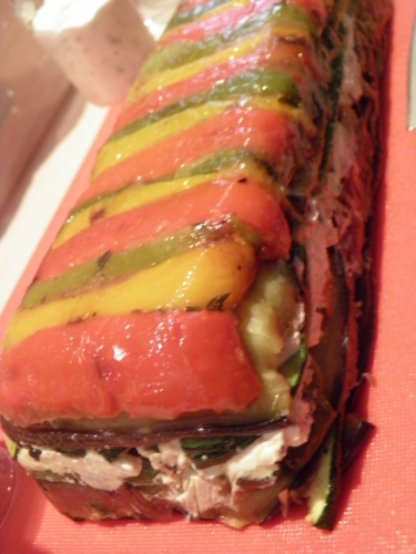 courgettes,aubergines,poivrons,tomates,vinaigre de cidre,sucre de canne,olives noires,basilic,agar-agar,graines de fenouil,tomates confites,ricotta,moutarde bister,fromage blanc