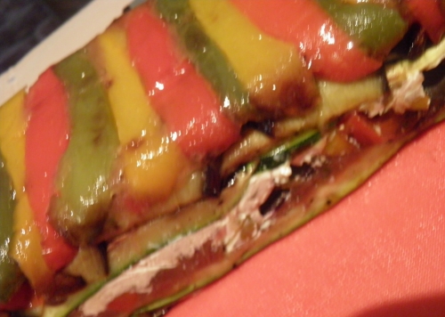 courgettes,aubergines,poivrons,tomates,vinaigre de cidre,sucre de canne,olives noires,basilic,agar-agar,graines de fenouil,tomates confites,ricotta,moutarde bister,fromage blanc