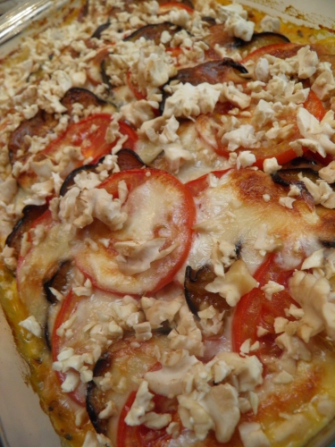 potimaron,tomates,aubergine,mascarpone,gorgonzola,noix,origan,cannelle,muscade
