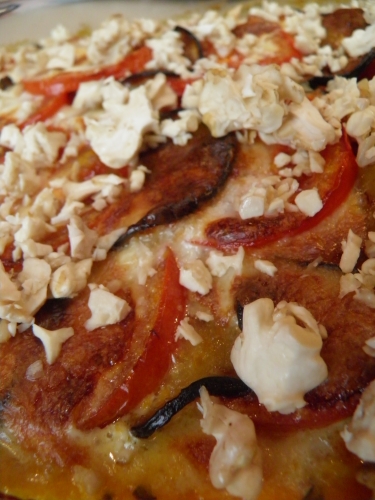 potimaron,tomates,aubergine,mascarpone,gorgonzola,noix,origan,cannelle,muscade