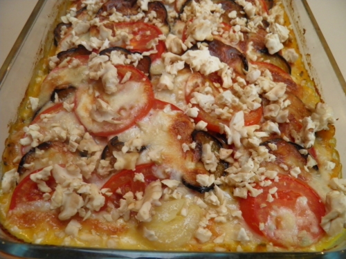 potimaron,tomates,aubergine,mascarpone,gorgonzola,noix,origan,cannelle,muscade