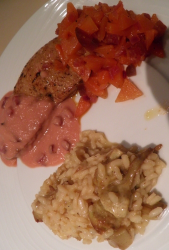 oignons rouges,betteraves rouges,vinaigre de xères,citron,melon,foie de veau