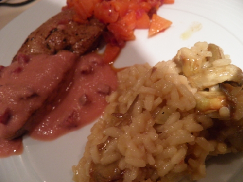 oignons rouges,betteraves rouges,vinaigre de xères,citron,melon,foie de veau