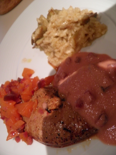 oignons rouges,betteraves rouges,vinaigre de xères,citron,melon,foie de veau