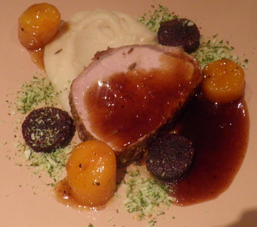 porc,boudin noir,persil,panko,navets,navets boule d'or,vinaigre balsamique,espresso,nescafé dolce gusto,topinambours,graines de fenouil,bouillon de volaille,macis,fond de veau,miel