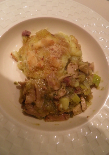 Lapin, Sauce à la Crème, Restes, Stilton, Poireaux, Chèvre, Chapelure, Pommes de Terre, Muscade 