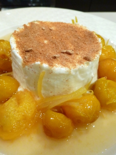 mirballes,fromage blanc,citron,eau-de-vie de prunes,miel d'acacia,pain d'épices,gelatine