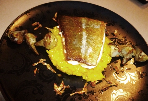 risotto,arborio,carnaroli,vin blanc,echalote,safran,parmesan,citron confit,beurre,cabillaud,ail,artichaut,bouillon de volaille,bouillon de légumes