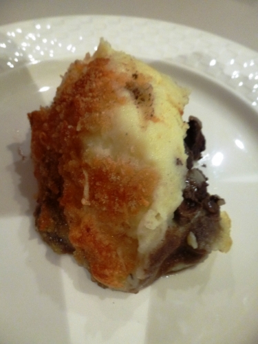 foies de volaille,pommes de terre,bintjes,echalotes,vinaigre balsamique,banyuls,crème epaisse,chapelure,gruyère,sucre