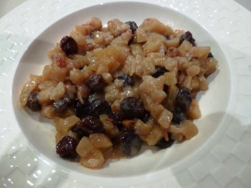 pommes,jonagold,citron,cannelle,vanille,dattes,medjoul,raisins secs,calvados,crème,cassonade,cassonade graeffe,fleur de sel