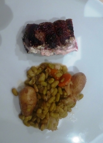 selle d'agneau,flageolets,oignons roses de roscoff,ail,romarin,thym,fond brun,chèvre,larry,chèvre larry,piment d'espelette,zaätar,rattes