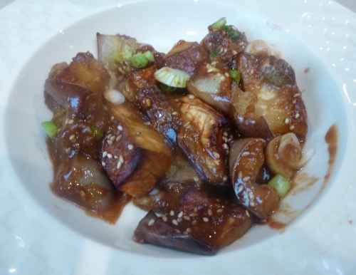aubergines,miso,jeunes oignons,graines de sésame,saké,mirin,sucre