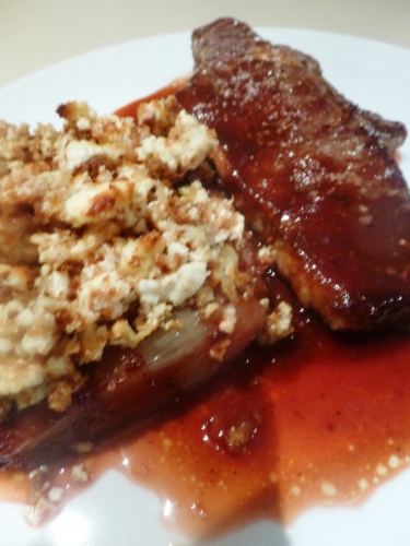 contrefilet,vache normande,fleur de sel,betteraves,sucre,vinaigre de xères,chicons,pleine terre,muscade,chicorée,beurre,huile d'olive,noisettes,panko,pignons de pin