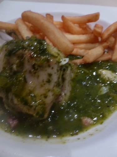 lapin,oignon,ail,céleri vert,lardons,echalote,persil,estragon,cerfeuil,epinards,oseille,vin blanc,bouillon de volaille,thym,laurier,sauge,romarin,citron,beurre